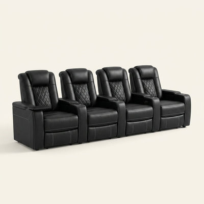 Home Theater Recliners Built for Premium Comfort, Individual Seats, USB Charging, Dual Cup Holders