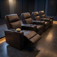 33.1'' Wide Modern Faux Leather Power Reclining Home Theater Individual Seat with Cup Holders (Set of 4) — Studio Shot