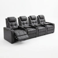 33.1'' Wide Modern Faux Leather Power Reclining Home Theater Individual Seat with Cup Holders (Set of 4) — Studio Shot