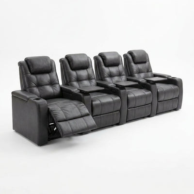 Home Theater Recliners Designed for Premium Comfort, Power Reclining, Cup Holders, Vegan Leather