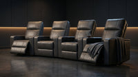 33.1'' Wide Modern Faux Leather Power Reclining Home Theater Individual Seat with Cup Holders (Set of 4) — Lifestyle