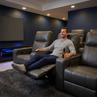 33.1'' Wide Modern Faux Leather Power Reclining Home Theater Individual Seat with Cup Holders (Set of 4) — Lifestyle