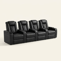 36.22" W Luxury Individual Seat Top Faux Leather Home Theater Seat Recliners Quadruple Seat with USB & Dual Cup Holders & Arm Storage (Set of 4) — Studio Shot