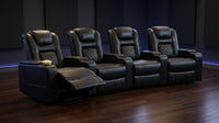 36.22" W Luxury Individual Seat Top Faux Leather Home Theater Seat Recliners Quadruple Seat with USB & Dual Cup Holders & Arm Storage (Set of 4) — Lifestyle